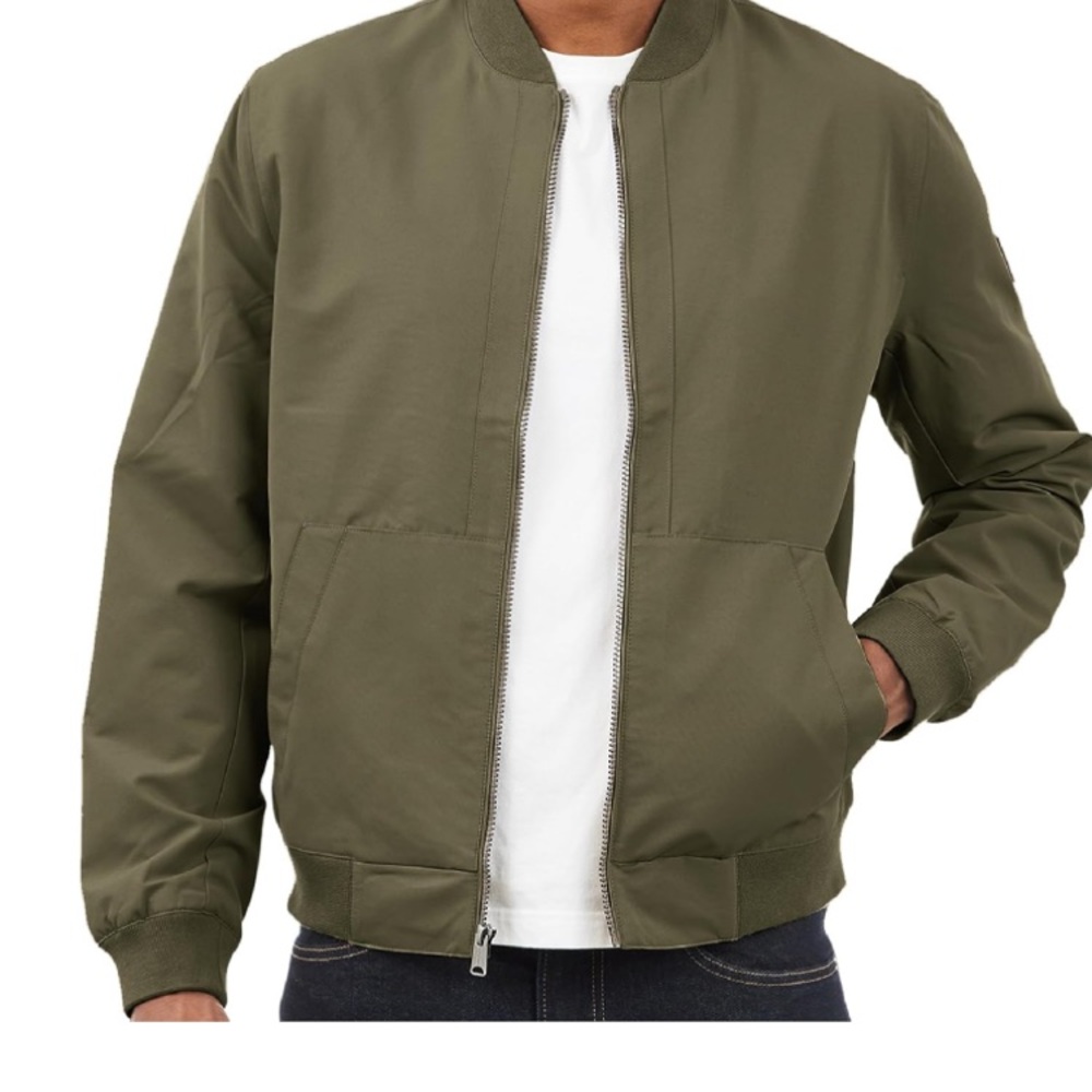 Banana Republic Green Bomber Jacket with Ribbed Collar